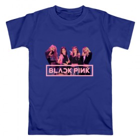 Мужская футболка хлопок с принтом Black Pink в Петрозаводске, 100% хлопок | прямой крой, круглый вырез горловины, длина до линии бедер, слегка спущенное плечо. | black pink | blackpink | square two | square up | дженни ким | лалиса манобан