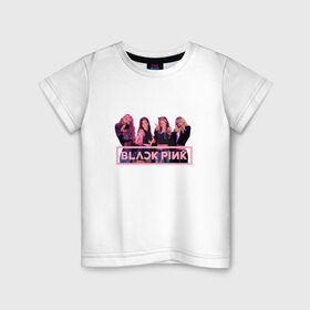 Детская футболка хлопок с принтом Black Pink в Петрозаводске, 100% хлопок | круглый вырез горловины, полуприлегающий силуэт, длина до линии бедер | black pink | blackpink | square two | square up | дженни ким | лалиса манобан