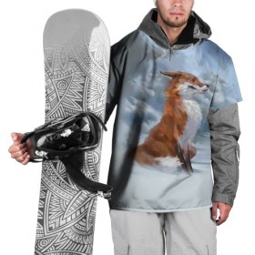 Накидка на куртку 3D с принтом Гордый лис в Петрозаводске, 100% полиэстер |  | белый | зима | лес | лис | лиса | мех | оранжевый | охотник | природа | снег | хитрый