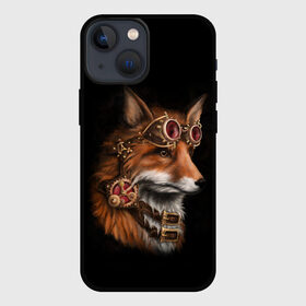 Чехол для iPhone 13 mini с принтом КОРОЛЕВСКИЙ ЛИС | KING FOX в Петрозаводске,  |  | белый | золото | лис | лиса | мех | оранжевый | охотник | очки | ремень | хитрый