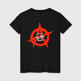 Женская футболка хлопок с принтом Монгол Шуудан в Петрозаводске, 100% хлопок | прямой крой, круглый вырез горловины, длина до линии бедер, слегка спущенное плечо | монгол шуудан анархия анархо рок рок панк