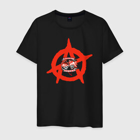Мужская футболка хлопок с принтом Монгол Шуудан в Петрозаводске, 100% хлопок | прямой крой, круглый вырез горловины, длина до линии бедер, слегка спущенное плечо. | монгол шуудан анархия анархо рок рок панк