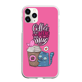 Чехол для iPhone 11 Pro матовый с принтом Coffee is a hug в Петрозаводске, Силикон |  | cat | coffee | food | love | кот | птичка