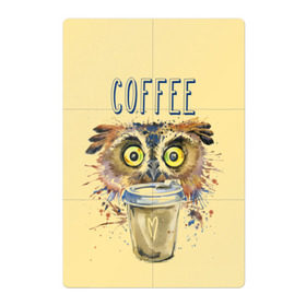 Магнитный плакат 2Х3 с принтом Сова и кофе в Петрозаводске, Полимерный материал с магнитным слоем | 6 деталей размером 9*9 см | coffee | food | love | owl | кофе | сова