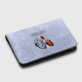 Картхолдер с принтом с принтом кардиолог в Петрозаводске, натуральная матовая кожа | размер 7,3 х 10 см; кардхолдер имеет 4 кармана для карт; | Тематика изображения на принте: 