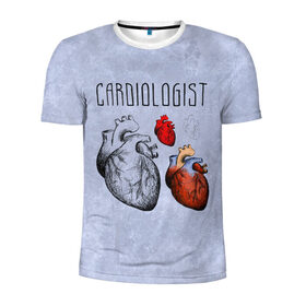 Мужская футболка 3D спортивная с принтом кардиолог в Петрозаводске, 100% полиэстер с улучшенными характеристиками | приталенный силуэт, круглая горловина, широкие плечи, сужается к линии бедра | 