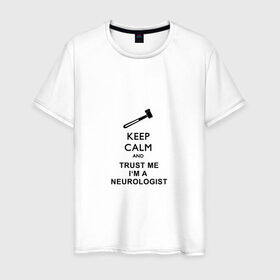 Мужская футболка хлопок с принтом невролог в Петрозаводске, 100% хлопок | прямой крой, круглый вырез горловины, длина до линии бедер, слегка спущенное плечо. | 