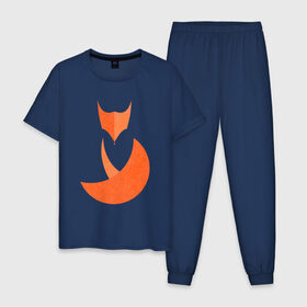 Мужская пижама хлопок с принтом FOX в Петрозаводске, 100% хлопок | брюки и футболка прямого кроя, без карманов, на брюках мягкая резинка на поясе и по низу штанин
 | fox | геометрия | животное | круги | лапы | лис | лиса | минимализм | хвост