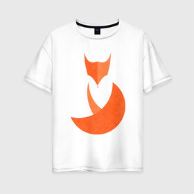 Женская футболка хлопок Oversize с принтом FOX в Петрозаводске, 100% хлопок | свободный крой, круглый ворот, спущенный рукав, длина до линии бедер
 | fox | геометрия | животное | круги | лапы | лис | лиса | минимализм | хвост