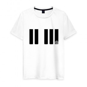 Мужская футболка хлопок с принтом Отпечаток на клавише в Петрозаводске, 100% хлопок | прямой крой, круглый вырез горловины, длина до линии бедер, слегка спущенное плечо. | геометрия | клавиша | минимализм | отпечаток | палец | пианино | синтезатор
