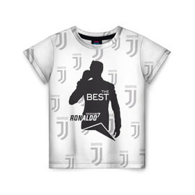 Детская футболка 3D с принтом Ronaldo the best в Петрозаводске, 100% гипоаллергенный полиэфир | прямой крой, круглый вырез горловины, длина до линии бедер, чуть спущенное плечо, ткань немного тянется | Тематика изображения на принте: 7 | cristiano | juventus | ronaldo | криштиану | роналду | ювентус