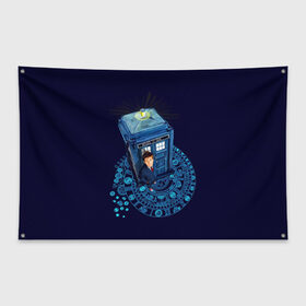 Флаг-баннер с принтом Doctor Who в Петрозаводске, 100% полиэстер | размер 67 х 109 см, плотность ткани — 95 г/м2; по краям флага есть четыре люверса для крепления | doctor who | доктор кто | сериал
