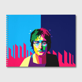 Альбом для рисования с принтом Джон Леннон в Петрозаводске, 100% бумага
 | матовая бумага, плотность 200 мг. | the beatles | битлз | британия | джон леннон | леннон | мир | очки | рок | рок н ролл | хиппи