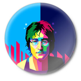 Значок с принтом Джон Леннон в Петрозаводске,  металл | круглая форма, металлическая застежка в виде булавки | the beatles | битлз | британия | джон леннон | леннон | мир | очки | рок | рок н ролл | хиппи