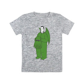 Детская футболка хлопок с принтом Лавкрафт в Петрозаводске, 100% хлопок | круглый вырез горловины, полуприлегающий силуэт, длина до линии бедер | cthulhu | cthulhu fhtagn | lovecraft | ктулху | лавкрафт