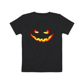 Детская футболка хлопок с принтом Улыбка тыквы в Петрозаводске, 100% хлопок | круглый вырез горловины, полуприлегающий силуэт, длина до линии бедер | halloween | глаза | глазки | зубы | лицо | ночь | призрак | рот | страшно | тыква | улыбка | хэллоуин