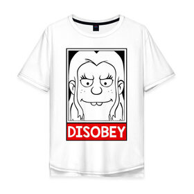 Мужская футболка хлопок Oversize с принтом Disobey в Петрозаводске, 100% хлопок | свободный крой, круглый ворот, “спинка” длиннее передней части | disenchantment | elfo | мэтт гроунинг | разочарование | тролль | элфо | эльф