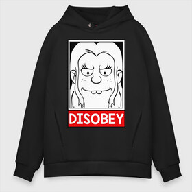 Мужское худи Oversize хлопок с принтом Disobey в Петрозаводске, френч-терри — 70% хлопок, 30% полиэстер. Мягкий теплый начес внутри —100% хлопок | боковые карманы, эластичные манжеты и нижняя кромка, капюшон на магнитной кнопке | disenchantment | elfo | мэтт гроунинг | разочарование | тролль | элфо | эльф