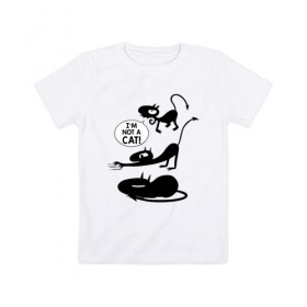Детская футболка хлопок с принтом Not a CAT! в Петрозаводске, 100% хлопок | круглый вырез горловины, полуприлегающий силуэт, длина до линии бедер | disenchantment | luci | кот | люси | мэтт гроунинг | разочарование | тролль | эльф
