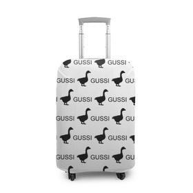 Чехол для чемодана 3D с принтом GUSSI в Петрозаводске, 86% полиэфир, 14% спандекс | двустороннее нанесение принта, прорези для ручек и колес | anti brend | gussi | trend | антибренд | гуси | мода | надписи | тренд