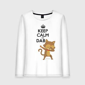 Женский лонгслив хлопок с принтом Cat dab в Петрозаводске, 100% хлопок |  | Тематика изображения на принте: cat | dab | keep calm | даб | дэб | кот