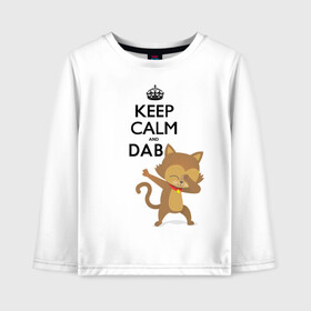 Детский лонгслив хлопок с принтом Cat dab в Петрозаводске, 100% хлопок | круглый вырез горловины, полуприлегающий силуэт, длина до линии бедер | cat | dab | keep calm | даб | дэб | кот