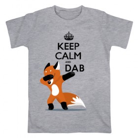 Мужская футболка хлопок с принтом Dab лиса в Петрозаводске, 100% хлопок | прямой крой, круглый вырез горловины, длина до линии бедер, слегка спущенное плечо. | Тематика изображения на принте: fox | keep calm | даб | дэб | лис | лиса