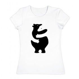 Женская футболка хлопок с принтом Мишки-Обнимашки в Петрозаводске, 100% хлопок | прямой крой, круглый вырез горловины, длина до линии бедер, слегка спущенное плечо | bear | лапочка | медведи | милота | мимими | мишка