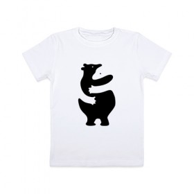 Детская футболка хлопок с принтом Мишки-Обнимашки в Петрозаводске, 100% хлопок | круглый вырез горловины, полуприлегающий силуэт, длина до линии бедер | bear | лапочка | медведи | милота | мимими | мишка