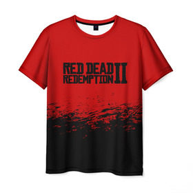 Мужская футболка 3D с принтом RED DEAD REDEMPTION 2 в Петрозаводске, 100% полиэфир | прямой крой, круглый вырез горловины, длина до линии бедер | gamer | gun | logo | play | player | rdr2 | red dead redemption 2 | rockstar | western | вестерн | ковбои | компьютерные игры 2019 | криминал | лого | рокстар