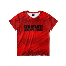 Детская футболка 3D с принтом RED DEAD REDEMPTION 2 в Петрозаводске, 100% гипоаллергенный полиэфир | прямой крой, круглый вырез горловины, длина до линии бедер, чуть спущенное плечо, ткань немного тянется | gamer | gun | logo | play | player | rdr2 | red dead redemption 2 | rockstar | western | вестерн | ковбои | компьютерные игры 2019 | криминал | лого | рокстар
