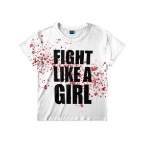Детская футболка 3D с принтом Fight like a girl в Петрозаводске, 100% гипоаллергенный полиэфир | прямой крой, круглый вырез горловины, длина до линии бедер, чуть спущенное плечо, ткань немного тянется | 