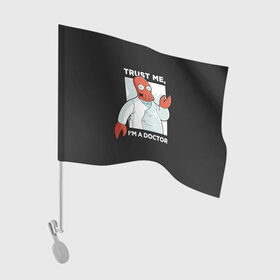 Флаг для автомобиля с принтом Зойдберг в Петрозаводске, 100% полиэстер | Размер: 30*21 см | bender | futurama | mult | simpsons | zoidberg | бендер | зойдберг | мульт | мультик | мультфильм | симпсоны | футурама