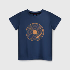 Детская футболка хлопок с принтом Солнечная пластинка в Петрозаводске, 100% хлопок | круглый вырез горловины, полуприлегающий силуэт, длина до линии бедер | венера | геометрия | звук | земля | игла | кольца | круги | марс | меркурий | минимализм | планеты | пластинка | сатурн | солнечная пластинка | солнечная система | солнце | уран | юпитер