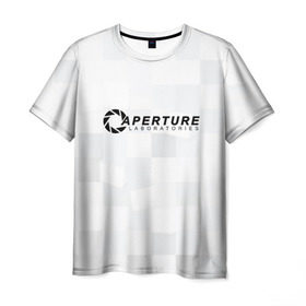 Мужская футболка 3D с принтом Aperture Labs в Петрозаводске, 100% полиэфир | прямой крой, круглый вырез горловины, длина до линии бедер | лаборатория | портал