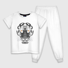 Детская пижама хлопок с принтом Белый тигр в Петрозаводске, 100% хлопок |  брюки и футболка прямого кроя, без карманов, на брюках мягкая резинка на поясе и по низу штанин
 | Тематика изображения на принте: белый | голова | лицо | портрет | тигр | хищник | шерсть