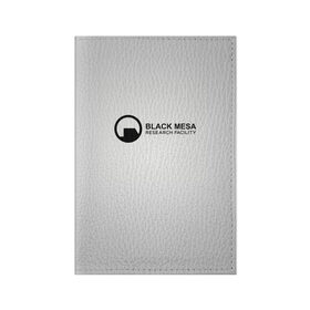 Обложка для паспорта матовая кожа с принтом Black Mesa в Петрозаводске, натуральная матовая кожа | размер 19,3 х 13,7 см; прозрачные пластиковые крепления | Тематика изображения на принте: black mesa | half life | халф лайф | черная меса