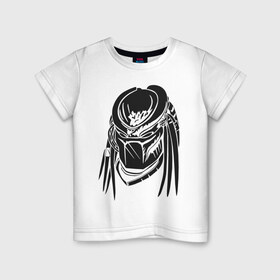 Детская футболка хлопок с принтом Хищник в Петрозаводске, 100% хлопок | круглый вырез горловины, полуприлегающий силуэт, длина до линии бедер | prediator | голова | дреды | инопланетяне | пришельцы | ужасы | фантастика | фильм | хищник