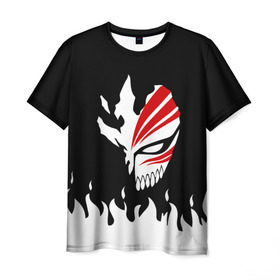 Мужская футболка 3D с принтом BLEACH (НА СПИНЕ) в Петрозаводске, 100% полиэфир | прямой крой, круглый вырез горловины, длина до линии бедер | anime | bleach | fire | form | heroes | ichigo | manga | аниме | блич | броня | герои | ичиго | костюм | манга | огонь
