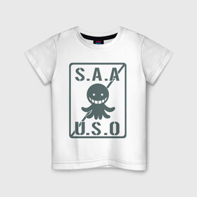 Детская футболка хлопок с принтом Ansatsu Kyoushitsu S.A.A.U.S.O в Петрозаводске, 100% хлопок | круглый вырез горловины, полуприлегающий силуэт, длина до линии бедер | koro sensei | коро сэнсэй