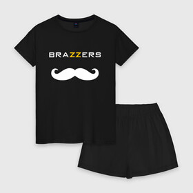 Женская пижама с шортиками хлопок с принтом BRAZZERS в Петрозаводске, 100% хлопок | футболка прямого кроя, шорты свободные с широкой мягкой резинкой | brazzers | верховный | графика | девушка | девушки | дом | изображение | картинка | красивая | круто | лучший | любовь | мода | молодёжная | рисунок | силуэт | современная | стиль | студия | творче