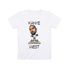 Детская футболка хлопок с принтом Kanye West в Петрозаводске, 100% хлопок | круглый вырез горловины, полуприлегающий силуэт, длина до линии бедер | kanye west | music | rap | yeezus | кэнье | музыка | рэп