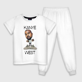 Детская пижама хлопок с принтом Kanye West в Петрозаводске, 100% хлопок |  брюки и футболка прямого кроя, без карманов, на брюках мягкая резинка на поясе и по низу штанин
 | Тематика изображения на принте: kanye west | music | rap | yeezus | кэнье | музыка | рэп