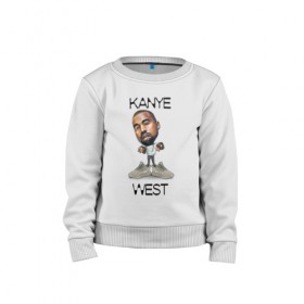 Детский свитшот хлопок с принтом Kanye West в Петрозаводске, 100% хлопок | круглый вырез горловины, эластичные манжеты, пояс и воротник | kanye west | music | rap | yeezus | кэнье | музыка | рэп