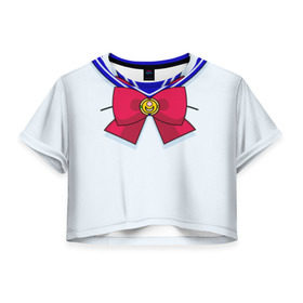 Женская футболка 3D укороченная с принтом Матроска в Петрозаводске, 100% полиэстер | круглая горловина, длина футболки до линии талии, рукава с отворотами | sailor moon | костюм | луна | сейлор мун | сейлормун