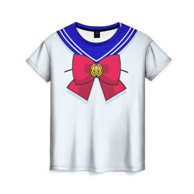 Женская футболка 3D с принтом Матроска в Петрозаводске, 100% полиэфир ( синтетическое хлопкоподобное полотно) | прямой крой, круглый вырез горловины, длина до линии бедер | sailor moon | костюм | луна | сейлор мун | сейлормун