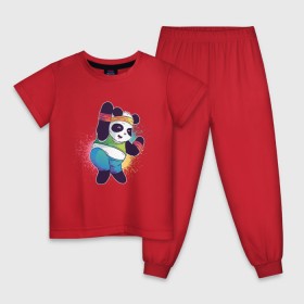 Детская пижама хлопок с принтом Панда Зумба в Петрозаводске, 100% хлопок |  брюки и футболка прямого кроя, без карманов, на брюках мягкая резинка на поясе и по низу штанин
 | dance | зумба | панда | танцует | танцы | фитнес