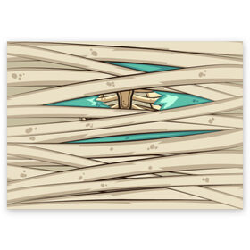 Поздравительная открытка с принтом Мумия в Петрозаводске, 100% бумага | плотность бумаги 280 г/м2, матовая, на обратной стороне линовка и место для марки
 | Тематика изображения на принте: бинты | зомби | мертвец | мумия | труп