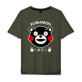 Мужская футболка хлопок Oversize с принтом KUMAMON в Петрозаводске, 100% хлопок | свободный крой, круглый ворот, “спинка” длиннее передней части | Тематика изображения на принте: japanese | kumamon | kumamoto | аниме | игрушка | кумамон | кумамото сапурайдзу | персонаж | талисман | япония