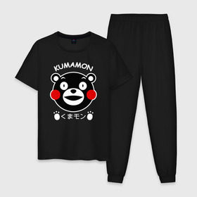 Мужская пижама хлопок с принтом KUMAMON в Петрозаводске, 100% хлопок | брюки и футболка прямого кроя, без карманов, на брюках мягкая резинка на поясе и по низу штанин
 | Тематика изображения на принте: japanese | kumamon | kumamoto | аниме | игрушка | кумамон | кумамото сапурайдзу | персонаж | талисман | япония